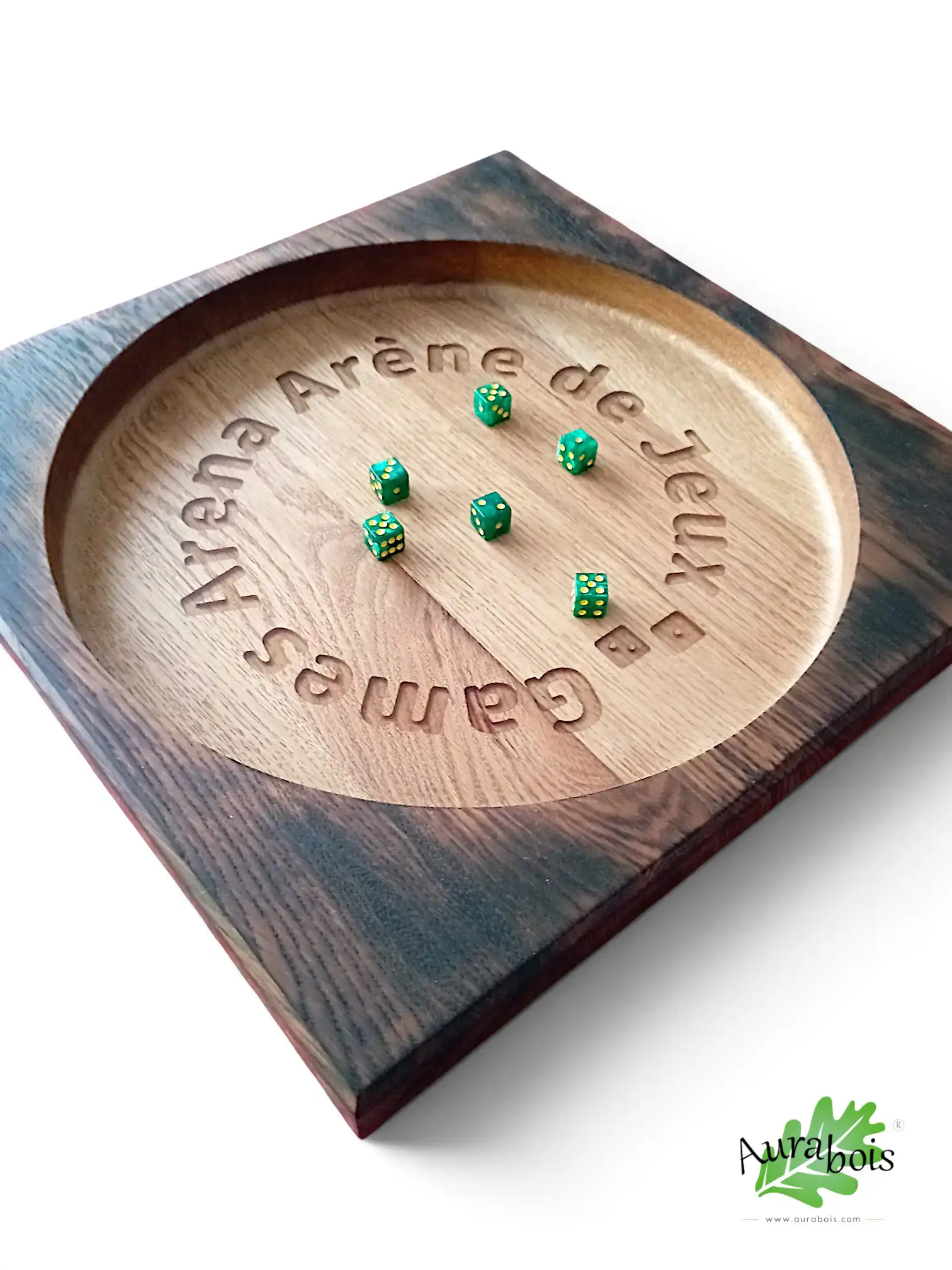 Piste de jeux Arène en chêne massif huilé – 6 dés inclus 2 Piste de jeux Arène en chêne massif huilé avec 6 dés