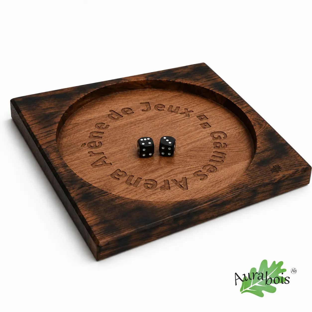 Piste de jeux Arène en chêne massif huilé – 6 dés inclus 3 Piste de jeux Arène en chêne massif huilé avec 6 dés