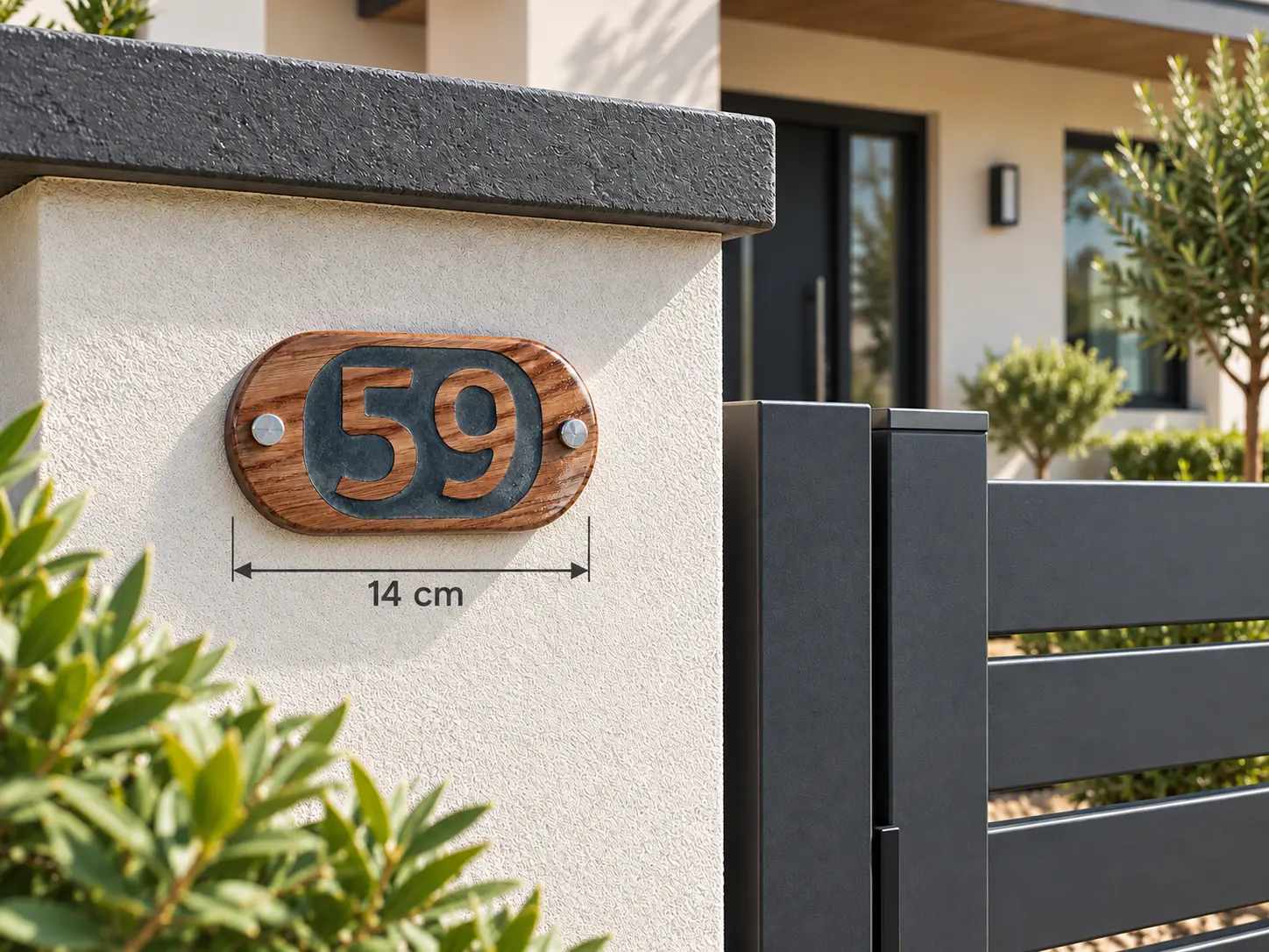 Numéro de maison personnalisé en chêne massif et résine 6 Numéro de maison personnalisé en vieux chêne et résine colorée