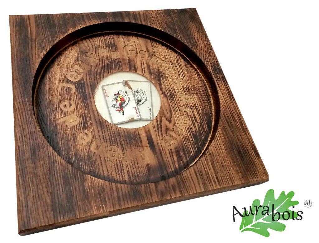 Piste de jeu de dés Arène vintage en chêne massif huilé avec 6 dés