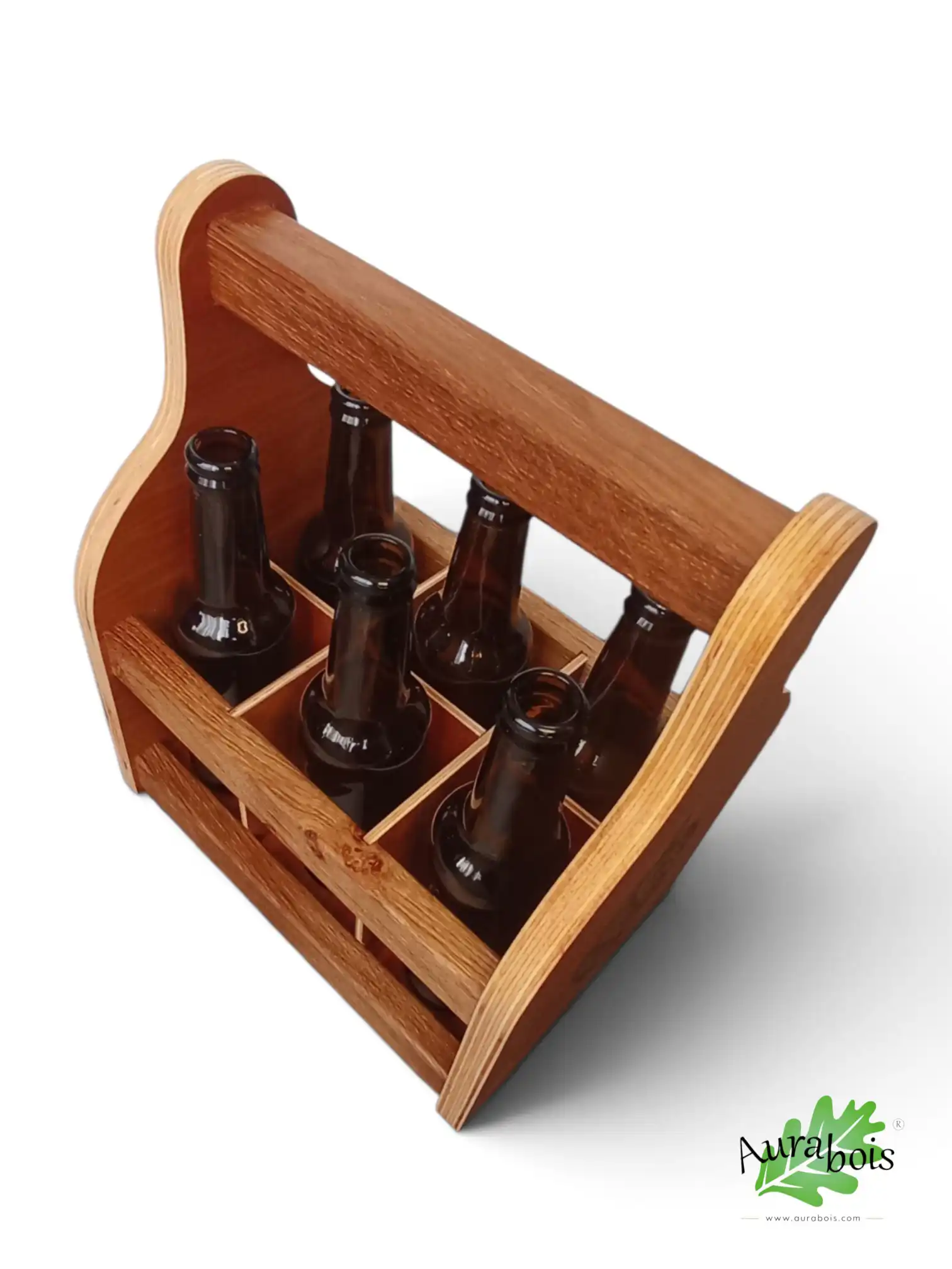 Composition service verres à bière et cocktail (x6 verres) et support en bois massif 4 Caisse à bière en bois massif pour service 6 verres ou bouteilles de 33cl - Artisanat français