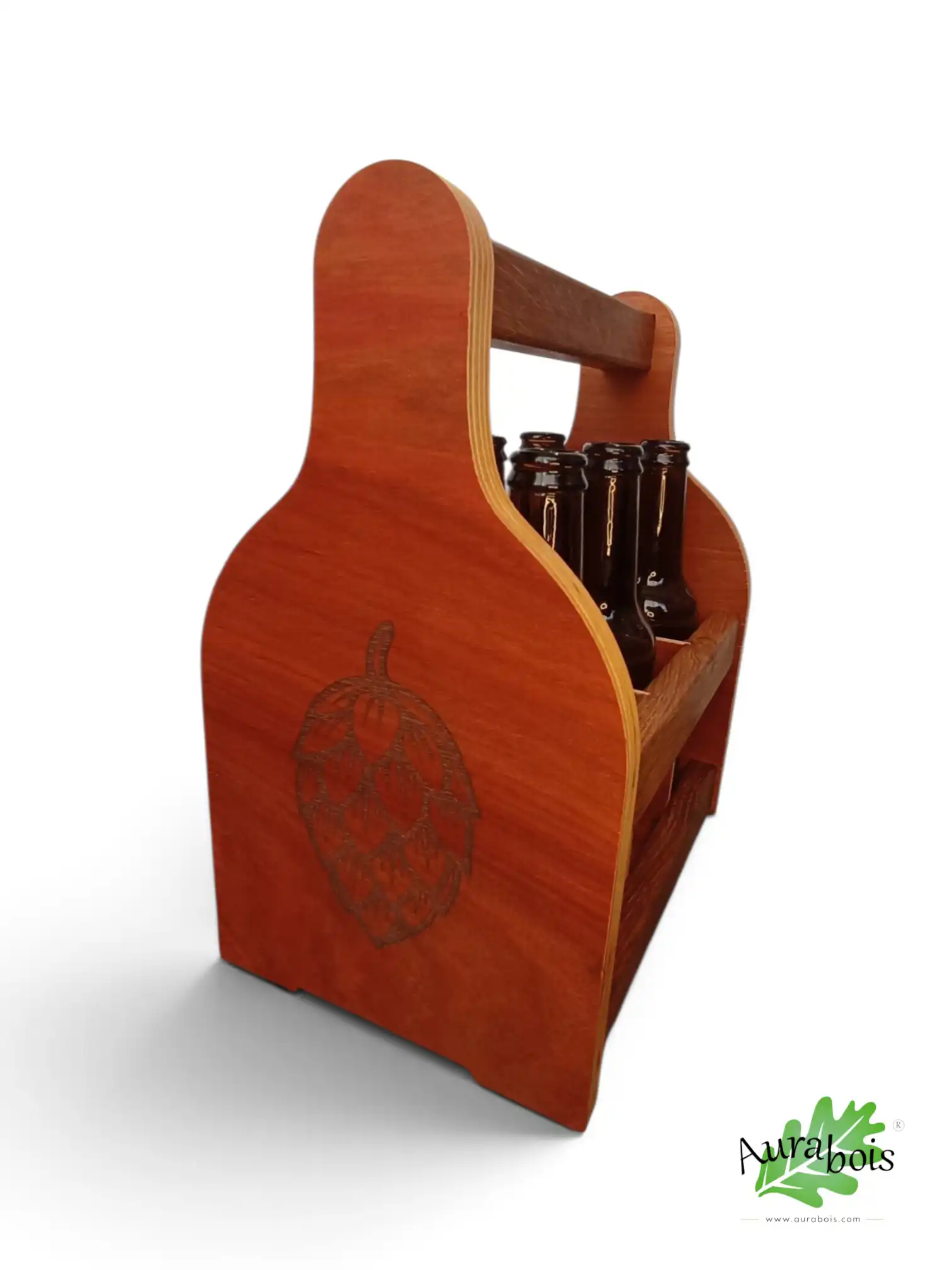 Composition service verres à bière et cocktail (x6 verres) et support en bois massif 2 Caisse à bière en bois massif pour service 6 verres ou bouteilles de 33cl - Artisanat français